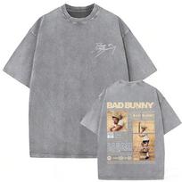 Rapper Bad Bunny Washed Vintage T Shirt Debi Tirar Mas Fotos DTMF Tshirt Mens Hip Hop T Shirts Fashion High Quality Tshirts S