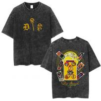 Anime Jojo Bizarre Adventure STEEL BALL RUN Valentine Vintage Acid Washed T Shirts Men Women Casual Loose Short Sleeves Tshirts S