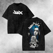 Arcane Jinx Unisex Fit Washed TShirt Retro Game Character Vintage Washed Shirt Gift For Game Lovers M