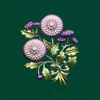 Vintage High-end Women Men Enamel Dandelion Brooch Classic Exquisite Elegant Plant Lady Pin Badges violetinė