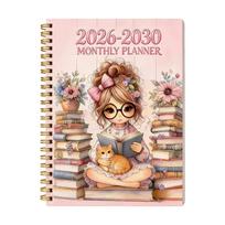 2026-2030 Mėnesinis planuoklis, spiralinis, A5 formato, su mėnesiniu tvarkaraščiu, užrašinė su patvariu viršeliu ir daug vietos rašyti ilgalaikiam planavimui One Size beige