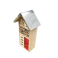 Wooden Insect House with Multiple Compartments for Bees and Beneficial Insects Garden Hanging Shelter Natural Material Habitat One Size