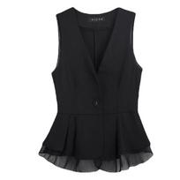 Women's Short Vest Sleeveless Lightweight Chiffon Layered Design Casual Outerwear Suitable for Various Occasions L juoda
