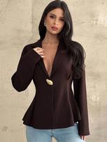 Women's Slim Fit Blazer Cardigan Long Sleeve Jacket Lightweight Office Workwear Coat Layered Design L kava