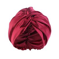Adjustable Satin Faux Silk Bonnet Front Knot Back Adjustable Buckle Large Long Curly Hair Wrap Elastic Drawstring Beauty Hat vyno raudonos spalvos