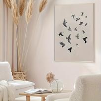 1pc Modern Minimalist Abstract Bird Wall Art - Black & White Silhouette Canvas Print, Reusable Contemporary Home Decor for Bedro 20x30cm No Frame
