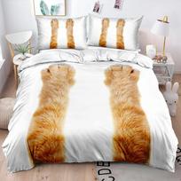 Blue Cartoon Cat Paw Print Duvet Cover for Children Boys and Girls Duvet Cover Cute Pet Cat for Bedroom Decorations Queen King 135x200cm