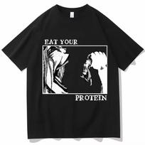Eat Your Protein Anime T-Shirt for Men Women Casual Soft O-neck Short Sleeve Tshirt Man Clothing Y2k Streetwear Ropa Hombre S įvairiaspalvis