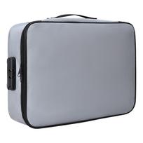 Document Bag With Lock File Storage Organizer Box Waterproof Safe Bag Fireproof Document Box Home Travel Passport Briefcase pilka