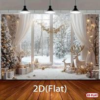 2D Snowy Forest Christmas Backdrop for Winter Events & Celebrations 47.2x31.5inch/120*80cm