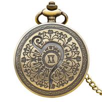 Retro Bronze Steampunk Pattern Decorated Flip-Top Male And Female Student Gift Quartz Necklace Commemorative Pocket Watch bronza