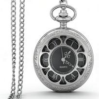 Vintage Retro Popular Silver Pocket Watch Hollow Skeleton Roman Numerals Quartz Pendant Necklace Watch for Women Men CF1573 sidabras