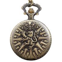 Bronze Sun Lion Totem Men's Quartz Pocket Watch Vintage Fashion Best Festival Gift for Male and Female Students