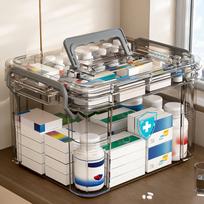 Large Capacity Transparent Medicine Storage Box with Handle Multi Layer Organizer for Home Office Travel Use one size