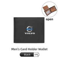 Leather Business Wallet Car Logo Card Holder Men Coin Purse For Volvo AWD C30 C70 S60 S80 S90 T6 V40 V50 V60 V70 V90 juoda