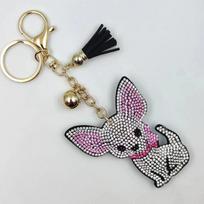 Gold Color Chihuahua Keychain Bag Pendant Crystal Keychain Girl Friend Dog Keyring  Bag Accessories sidabras