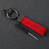 for Mitsubishi Ralliart L200 ASX Mirage Eclipse Montero EVO9 Lancer Outlander Pajero Galant Suede Car Keychains Key hubcap raudona