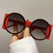 Trendy Oversized Round Sunglasses UV400 Unique Gradient Sun Glasses Contrast Color Shades for Women & Men raudona