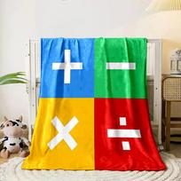 Four colored quadrants with mathematical operation symbols (±, ×, ÷). for all seasons blanket lunch break throw gift 80cm x 120cm