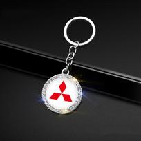 For Mitsubishi Ralliart Lancer Ex Mirage V33 Delica Pajero Galant Eclipse Diamond Keychain Key Rings Pendant Car Logo Key Holder