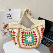Summer New Woven Shoulder Bag Large Capacity Crossbody Bags Casual and Simple Beach Bag Handmade Straw Purse for Vacati įvairiaspalvis