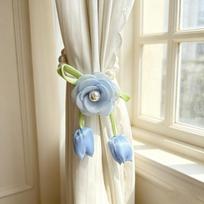 Magnetic Flowers Curtain Straps Beautifully Sheer Curtains Tiebacks  Living Room mėlyna