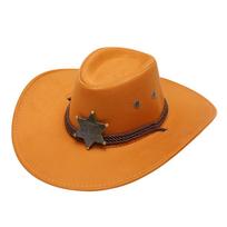 Unisex Artificial Suede Beach Cowboy Hat Solid Color Wide Brim Sun Sunscreen Cap Sun Protection Breathable Party Cosplay Hat oranžinė