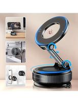 Magnetic Car Phone Holder Vacuum-Suction Car Navigation Mount Foldable Design with Strong Magnetic Stability