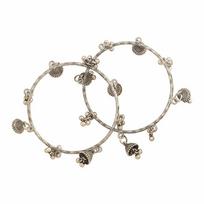 2pcs Vintage Bohemian Style  Bracelets Zinc Zinc Alloy Multi-Drop Ornament Bangle Bell Charm Bracelet  Gifts sidabras