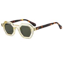 Retro Polygon Square Female Sunglasses Stylish Hexagon Clear Ocean Lens Sun Eyewear UV Protection 400 Male Rivets Sun Eyewear Oculus as picture