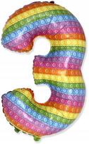 Balon Foliowy Cyfra 3 Trzy Pop It Urodziny 85Cm