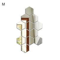 12Pcs Hexagon 3D Art Mirror Wall Stickers Home DIY Decoration Living Room Decal M sidabras