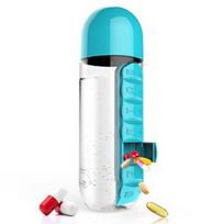 Leak-Proof Pill Boxes Sports Water Bottle Medicine Box Water Bottle  Outdoor Travel mėlyna