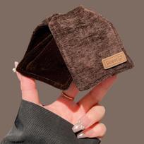 Retro Brown Velvet Daily Hair Grab Sweet Leather Label Decoration Autumn Winter Smooth Texture Women's Pan Versatile Headpiece
