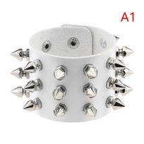 PU Leather Studded Bracelet Punk Spike Rivets Cuff Wristband Retro Rock Rivet Wristband Wrap Adjustable Spike Bracelet