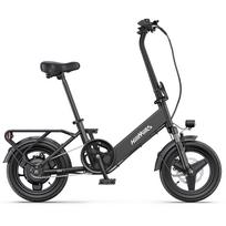 HillMiles Mile 1 Lengvas Sulankstomas Elektrinis Dviratis 250W, 36V 10.4Ah, 25km/h, 14 ×2.125  Padangos, Priekinės Šakės Amortizacija, IPX4 Elektrinis Dviratis su Galiniu Bagažininku 36V 250W 10.4Ah juoda