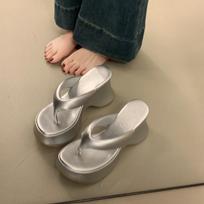 Flip-flop slope heel toe sandals women 2025 summer new open-toed muffin thick-bottomed non-slip casual beach slippers 34 sidabras