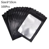 100 Pcs Flat Foil Zip Lock Bags Bath Salt Cosmetic Bag One Side Clear Mini Thick Mylar Resealable Bags Smell Proof Ziplock Bag S