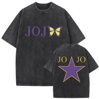 New Hot Anime Jojo Bizarre Adventure Washed Jotaro Kujo Tshirt Dio Giorno Tshirts Men Women Manga High Quality T Shirt L