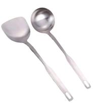 2PCS Stainless Steel Cooking Utensil Set Kitchen Spatula and Spoon Durable Heat Resistant Kitchen Tools for Home Cooking and Food Preparation One Size sidabras