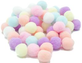 Pompony Pluszowe Pastelowe Mix Kolorów 2Cm 60Szt.