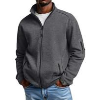 Men's Casual Full Zip Jacket Lightweight Long Sleeve Track Top with Stand Collar and Zipper Pockets for Outdoor Sports and Daily Wear L juoda
