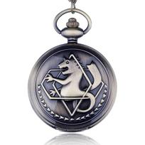 Vintage FullMetal Alchemist Edward Elric Cosplay Pocket watch Dull Polish Brown Hollow Men's Quartz Pocket Watch bronza