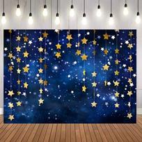 2D Twinkle Star Backdrop Navy Blue Galaxy Baby Shower Photo Studio Background 47.2x31.5inch/120*80cm
