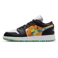 Air Jordan 1 Low SE GS Drip Kids Sneakers Black Team-Orange Kumquat DJ6252-038 37.5