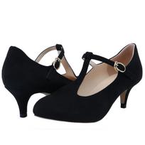 Velvet Toe kulkšnies dirželis Slingback Mary Jane Batai Pumps Aukštakulniai Pump vakarėlio vestuvinės suknelės batai 35 juoda