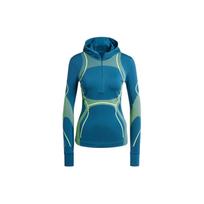 Adidas X Stella McCartney Color Block Logo Slim Fit Hooded Long Sleeve Regular T-Shirt Women Tops Blue IT9050 XS