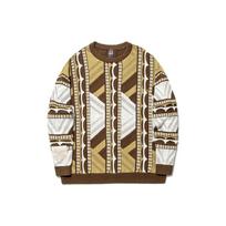 Li Ning X Bruce Lee Collaboration Kung Fu Series All Over Striped Crew Neck Pullover Sweater Men sweater Clay-Brown AMBT237-1 XL