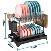 Dish Drying Rack 2-Tier Kitchen Storage Rack Countertop Tableware Drainer with Cups rack Utensil Holder Cutting Board juoda