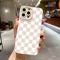 Case For iPhone 16 15 14 13 12 11 Pro Max XS X XR 7 8 Plus SE 2022 White Plaid Print Shockproof Matte Soft Silicone Phone Cover For iPhone 16